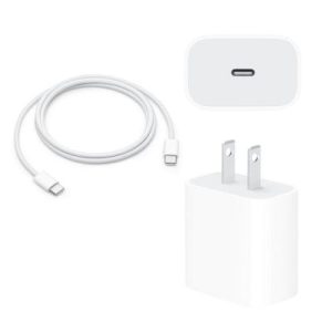 Fast Charger Bundle – USB-C to USB-C Cable + 20W Adapter for Androids. iPhone 15. iPads & more